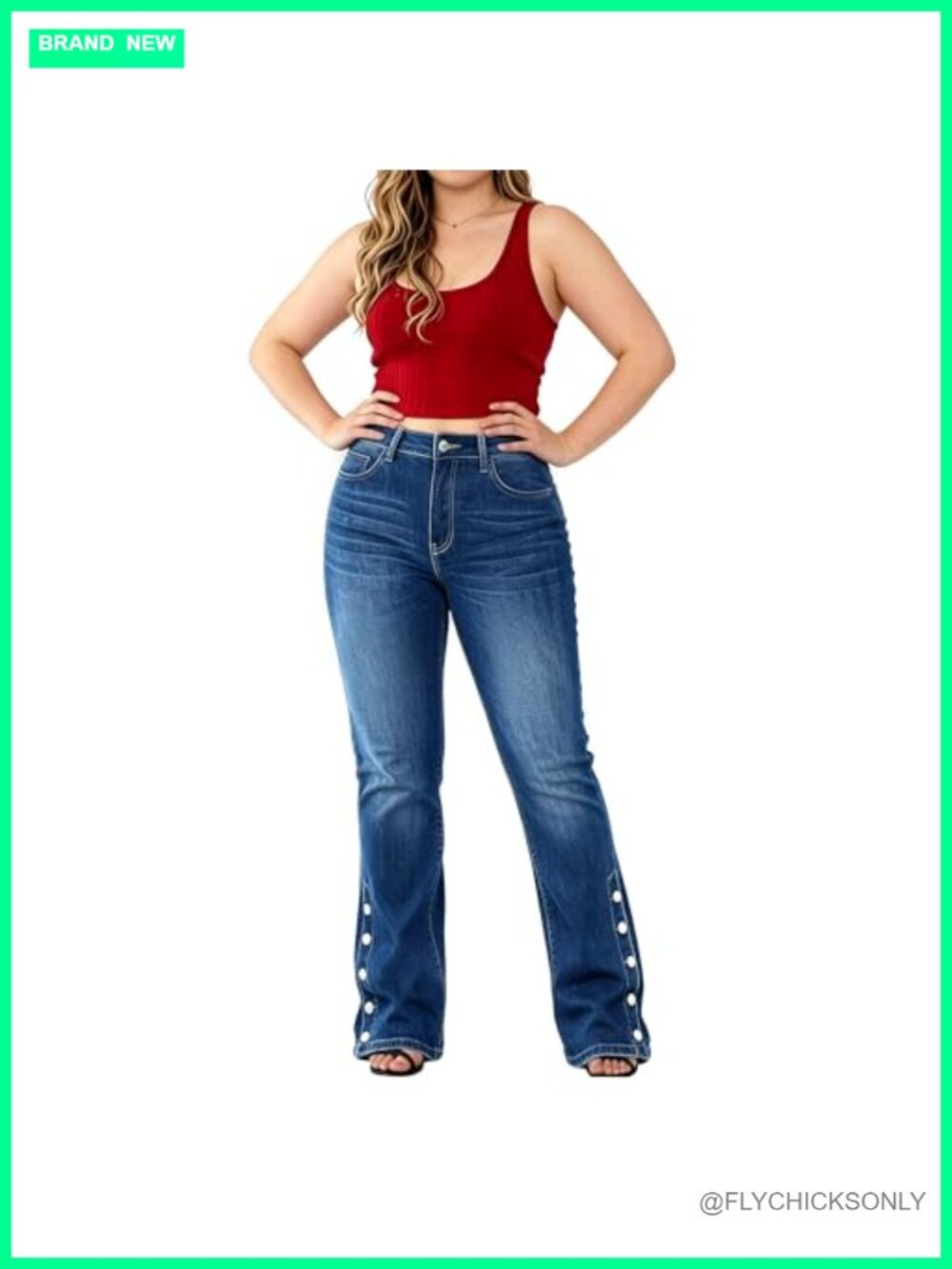Plus Size High Waist Stretch Bootcut Jeans Tummy Control Denim